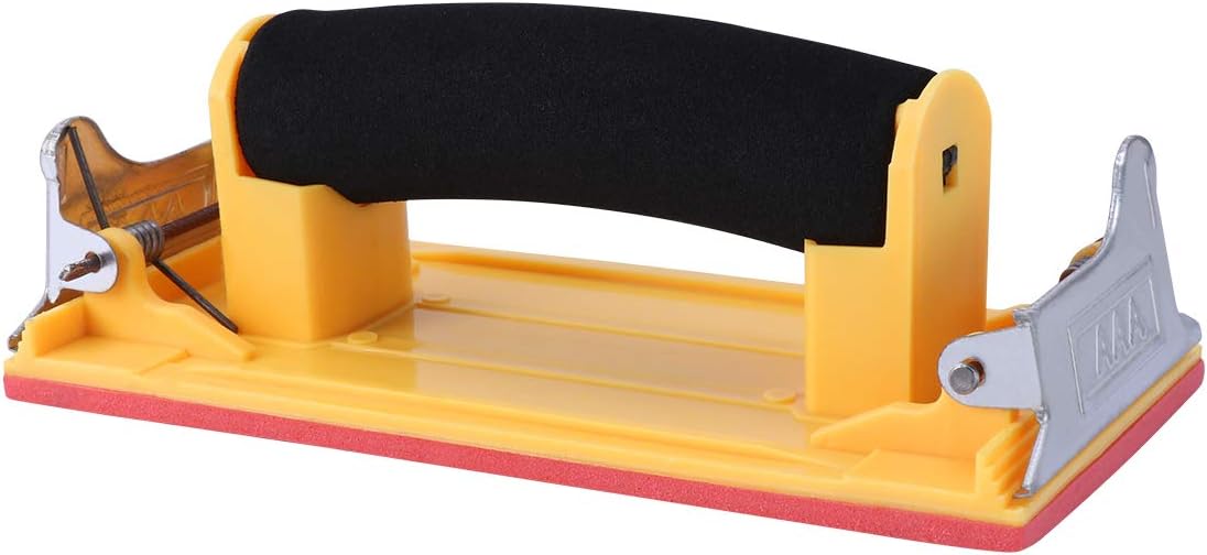 OUNONA Hand Grip Sandpaper Holder Sponge Handle Handheld Sand Paper Frame Grinding Polished Tools For Walls Woodworking Sanding Abrasive Tools (Yellow)