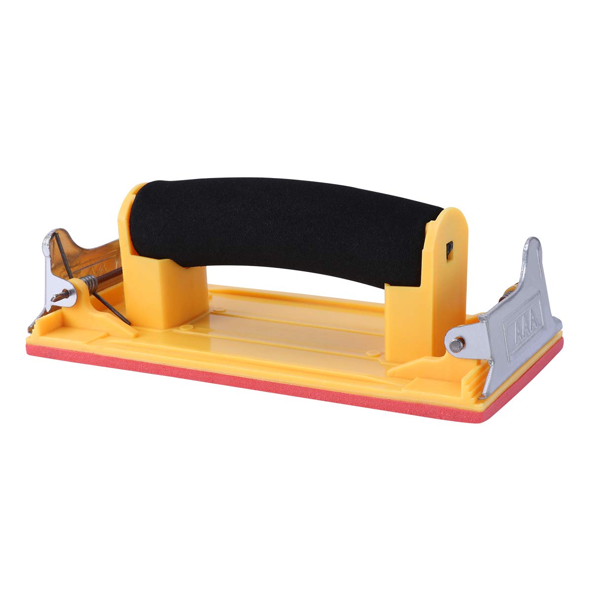 OUNONA Hand Grip Sandpaper Holder Sponge Handle Handheld Sand Paper Frame Grinding Polished Tools For Walls Woodworking Sanding Abrasive Tools (Yellow)