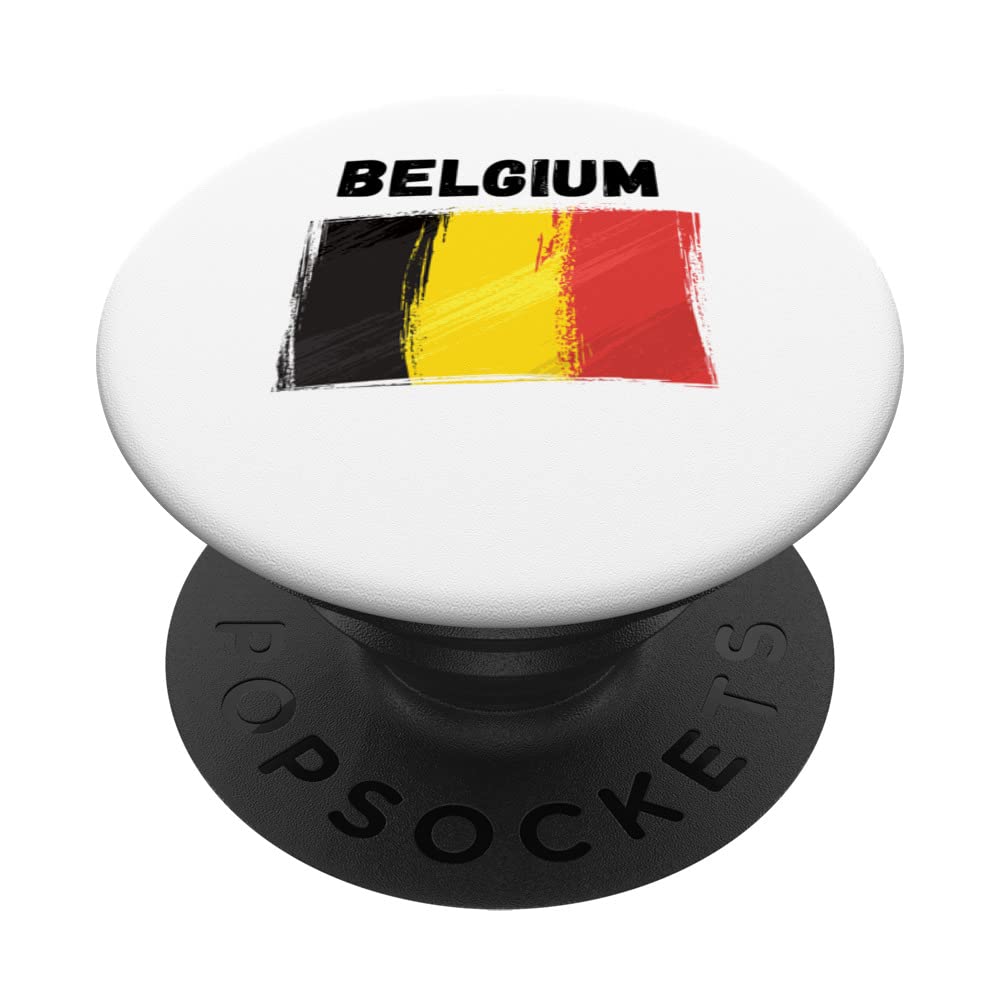 Belgium Flag Holiday Vintage Grunge Belgian Flag PopSockets Swappable PopGrip