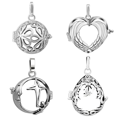 EUDORAHarmony Bola Sterling Silver Plated Pendant for 20mm Chime Bola Perfume Cage Pack of 4