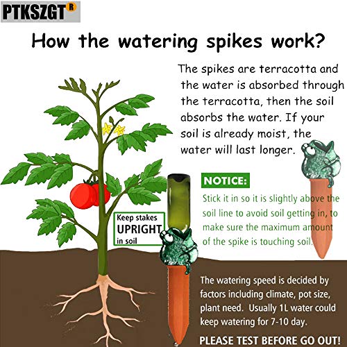 Frog Terracotta- Watering Globes-3 Self Watering System Spikes- Plant Watering Stakes For 2 Vacation Modes-Plant Watering Devices Self Irrigation Drippers For Indoor& Outdoor Plants (green-Frog)