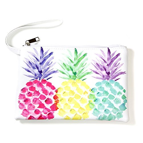 Me Plus Pu Leather "Pineapple" Print Travel Organizer, Cosmetic Makeup Storage Pouch ,Students BTS Organization Bag (Pineapple)