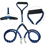 Wisspet Double Dog Leash No Tangle Coupler Nylon Leash for Two Large/Small Dogs (Blue&black)