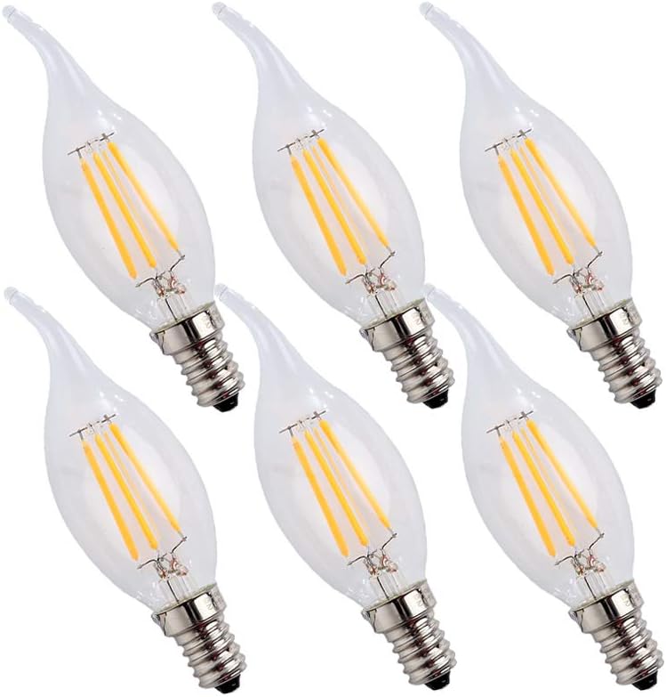 ENGEYA 6Pack E14 LED Candle Flame Light Bulb 4W 400 LM, 6500K Warm