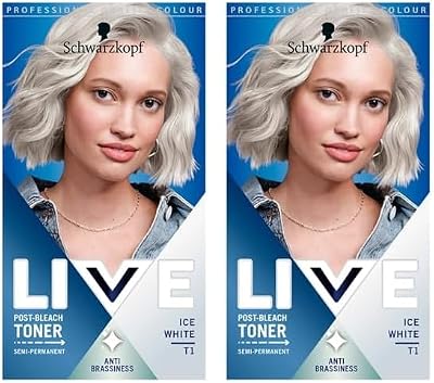 LIVE Schwarzkopf Ice White T1 Post-Bleach Toner 2x 60ml Kit Blond No Brass