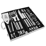 Sunba Youth BBQ Tool Set, BBQ Tools, Stainless Steel Barbecue Sets, Heavy Duty Grill Tools Set With Case, Barbecue Grilling Utensils - Spatula, Tongs, Forks, Basting Brush, Knife & Skewers (20pcs)