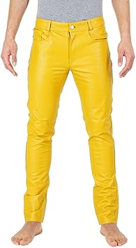 yellow leather pants mens