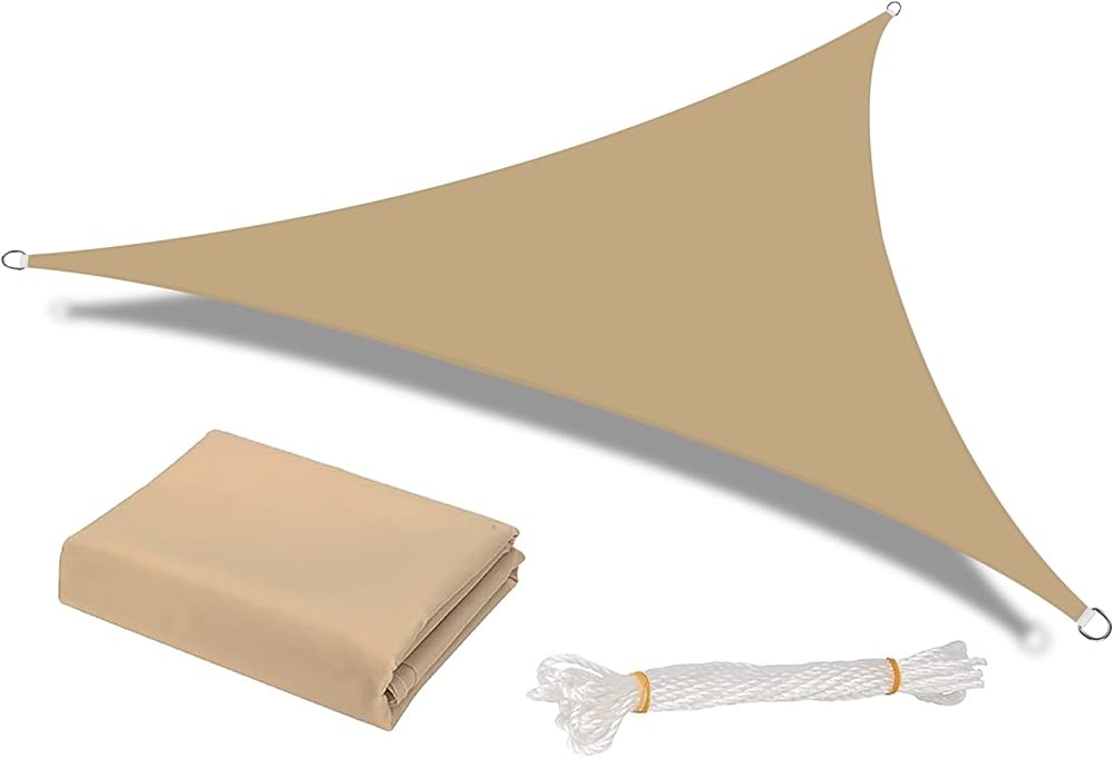 HEYOMART 3x3x3m Sun Shade Sail Triangle UV 98% Water Resistant