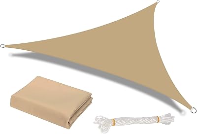 HEYOMART 3x3x3m Sun Shade Sail Triangle UV 98% Water Resistant
