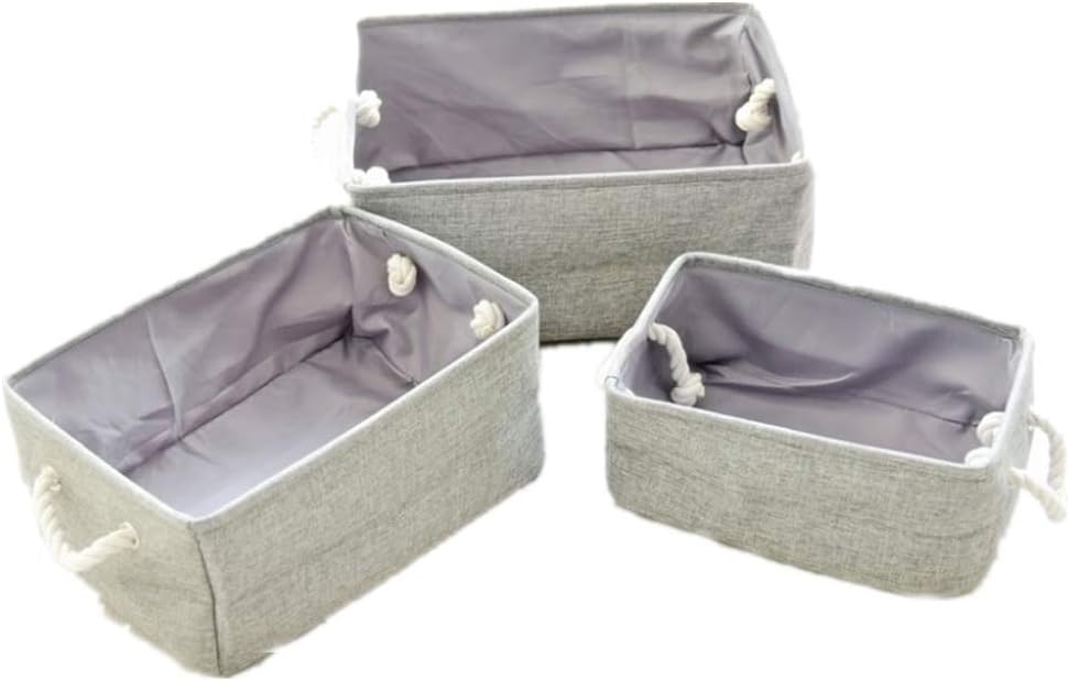Canasta de almacenamiento de escritorio Cesta De Lino Gris Caja De