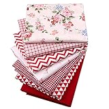 Red Print 100% Cotton Fat Quarters Fabric Bundles, Precut Quilting Fabric for Sewing Crafting,18