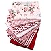 Red Print 100% Cotton Fat Quarters Fabric Bundles, Precut Quilting Fabric for Sewing Crafting,18