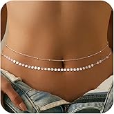 CHESKY Waist Beads for Women, 14k Gold Plated Waist Chain Cute Body Chain Gold Chain Belt for Womens Belly Chain Dainty Beach Fashion Accessories for Womens Gold Jewelry for Women Gifts