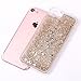 iPhone 7 Plus Case, iPhone 7 Plus Liquid Glitter Case,PHEZEN 3D Creative Design Shiny Quicksand Flowing Bling Glitter Sparkle Heart Clear Hard Case for iPhone 7 Plus - Gold Star