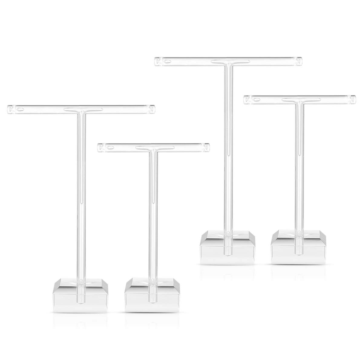 TOPBATHY 4Pcs Acrylic Earrings Stand Holder T-shape Ear Studs Display Rack Jewelry Tree Stand Organizer (Transparent)