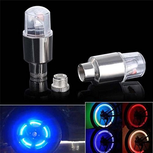 Chartsea 2pcs LED Tire Valve Stem Caps Neon Light Auto Accessories Bike Bicycle Car Auto (Red) - Thumbnail 4