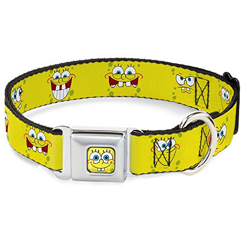 Buckle-Down Seatbelt Buckle Dog Collar - SpongeBob Expressions Yellow - 1