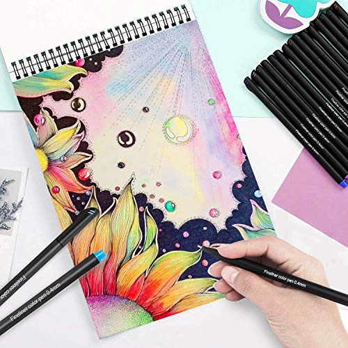L\'AISE VIE 24 Fineliner Color Pens Set, 0.4mm Fine Tip Pens, Colored Fine Line Sketch Drawing Pen, Color Pen for Planner