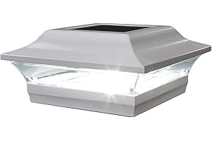 Classy Caps SL214W Imperial Outdoor Solar Post Cap Fence and Deck Light, Bright White Light, Fits 5" x 5" Post, White Powder Coated Aluminum