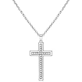 Dixbix Baptism Cross Necklace for Women,First Communion Cross Necklaces Jewelry Gifts for Women