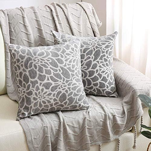 MRNIU Set of 2 Throw Pillow Covers Coastal Cushions Decorative Pillow Cover 20x20 inch Soft Pillow Case Covers (Grey 20in)