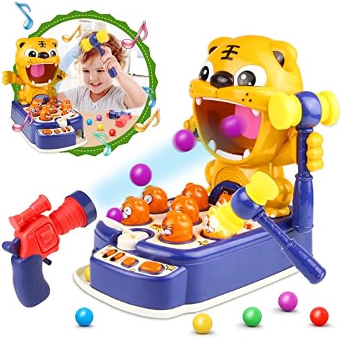 Whack A Mole Game For Kids - Interactive Toddler Toy With Lights & Sound, 2 Hammers