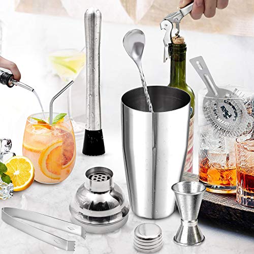 Cocktail Shaker Set Edelstahl 13-Teiliges Cocktail Bar Set Bar Zubehör Cocktail Set 750 ML, Barzubehör Werkzeug Party… – Bild 5