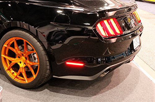 iJDMTOY (2) Smoked Lens LED Rear Side Marker Lamps with 48-SMD Red LED Lights For 2015-up Ford Mustang