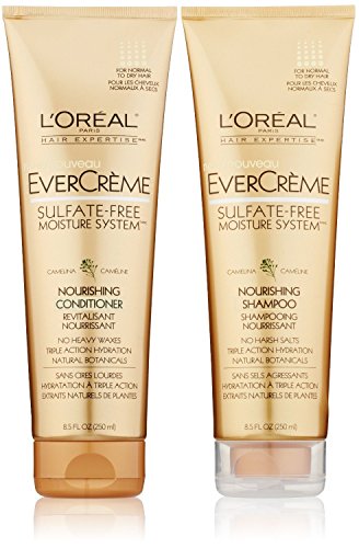 L Oreal Paris EverCreme Sulfate-Free Moisture System Nourishing, DUO set Shampoo + Conditioner, 8.5 Ounce, 1 each