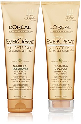 L'Oreal Paris EverCreme Sulfate-Free Moisture System Nourishing, DUO set Shampoo + Conditioner, 8.5 Ounce, 1 each