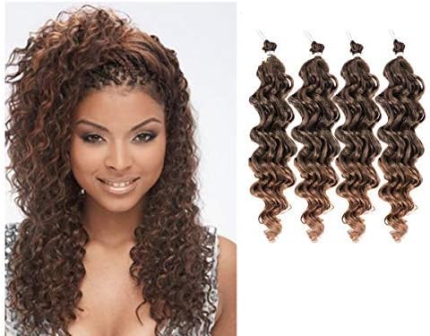 UNA 18inch Ocean Wave Crochet Braids (36strands/Piece Folded, 4Pieces /Pack) Synthetic Crochet Hair Extension (T27)