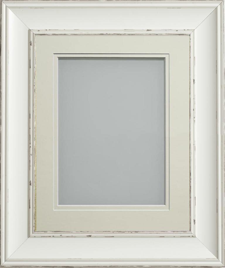 Frame Company Brooke Antique White Photo Frame, Double Ivory Mount, A4 for 9x6 inch, fitted with perspex