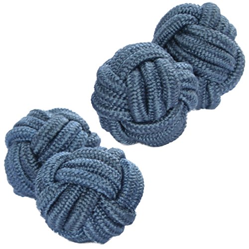 Blue Grey Silk Knot Cufflinks | Cuffs & Co