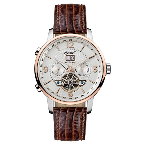 Ingersoll Men's Automatic Stainless Steel and Leather Casual Watch, Color:Brown (Model: I00701)