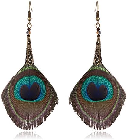Popular Latest Peacock Feather Retro Earrings