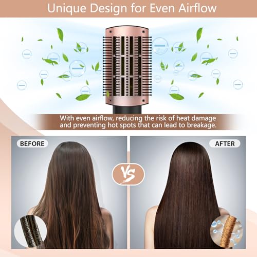 Natrial Hair Dryer Brush Blow Dryer Brush in One Hot Air Paddle Brush for Drying and Straightening, Volumizer Multi-Styler Smooth Curls for All Hair Types, Frizz-Free Blowout Brush for Salon Quality