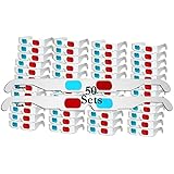 ZiYan- 50 Pairs - Flat- 3D Glasses Red and Cyan White Frame Anaglyph Cardboard