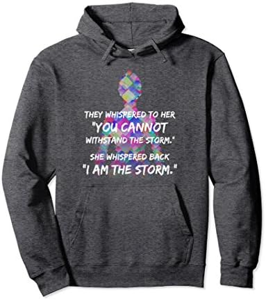 Unisex She Whispered Back "I Am The Storm" Feminist Hoodie Large Dark Heather