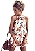 Assivia Women 2 Pieces Outfits Floral Print Halter Neck Crop Tops Jumpsuit Rompers Playsuits, White, Small