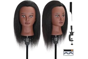 BAODANHAIR Mannequin Head with Hair Cosmetology Manikin Doll Head Mannequin Head for Braiding Hairstylists Cosmetology Students Practice Styling with Free Clamp