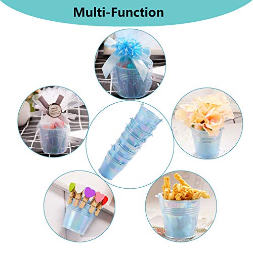 Mini Bucket Set Mini Pails with Handle Party Favor Gift BucketBucket Flower Holder Decorative Mini Bucket Candy Box Buckets for DIY Craft Baby Showers Bridal Shower Wedding Party Blue