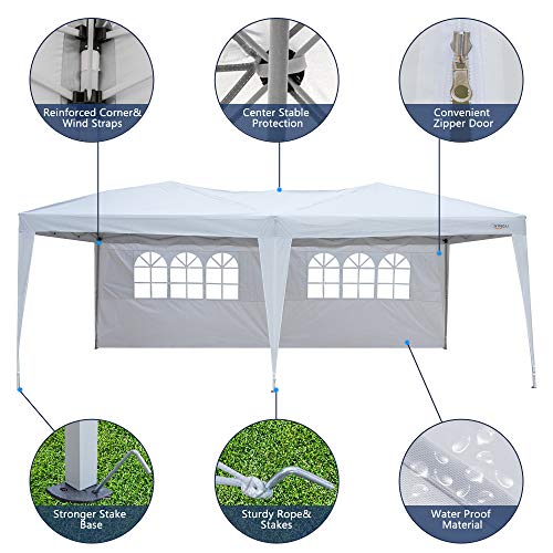 VINGLI 10X20 Feet Pop Up Canopy,Instant Tent,4 Removable Sidewalls