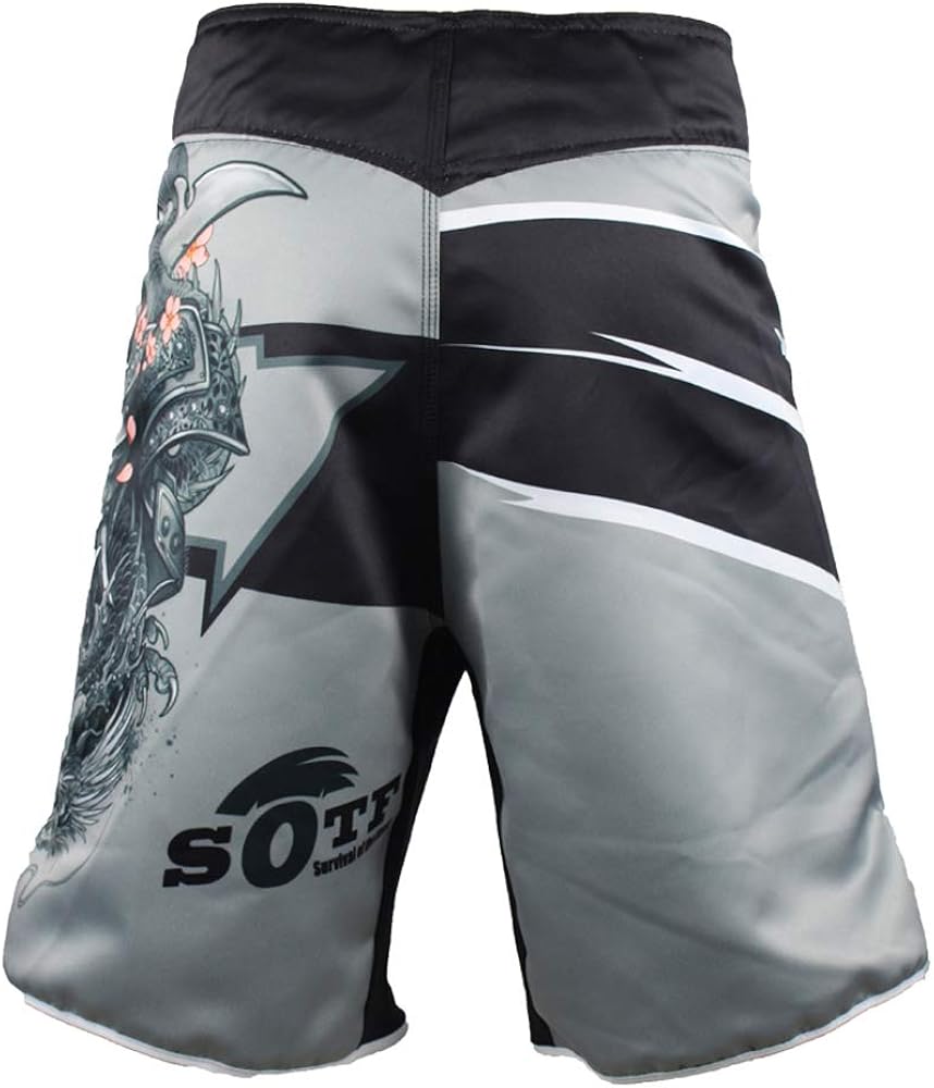SOTF Men's Gray Sports Pants Muay Thai Boxing Shorts MMA Shorts: Clothing