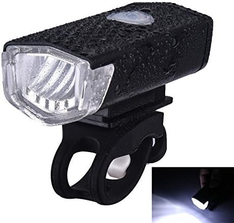 SOOJET BFR-09 USB Rechargeable LED Bike Front Light - IPX6 Waterproof - Mini Smart and - 300 Lumens - 4 Light Modes - 1 USB Cable