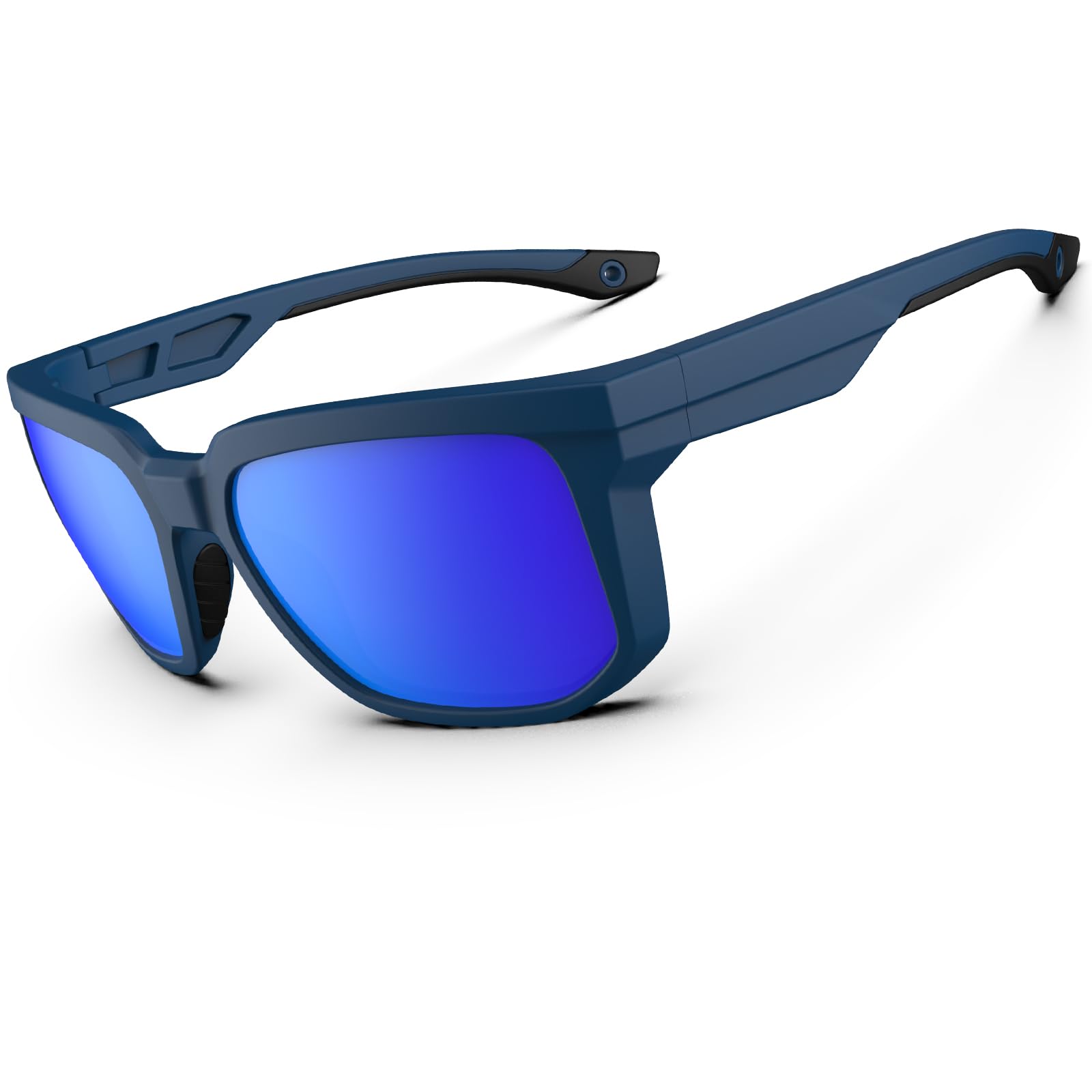 HAAYOT Sunglasses Mens Women Polarized Sports Sunglasses 100% UV Protection Flexible Lightweight TR90 Frame Sun Glasses Driving Fishing Golf, Matte Navy Blue & Dark Blue