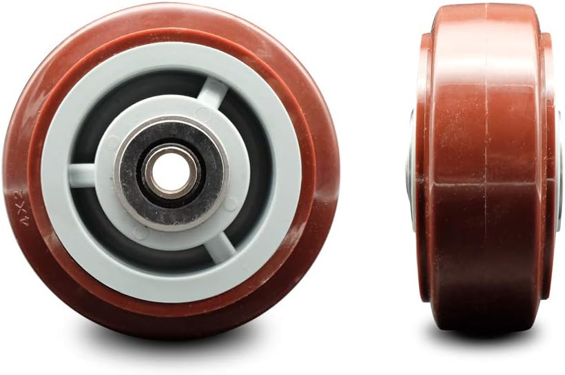 4" x 2" Polyurethane on Polyolefin Wheel Only with Roller Bearing - 1/2" Bore - 500 lbs Capacity per Wheel - Service Caster Brand