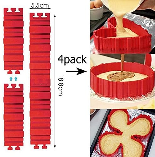 Flexible Cake Mold Silicone Cake Mold 4 Pack Red Color Lifefine
