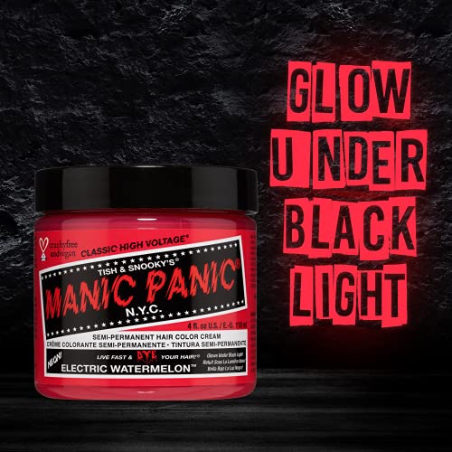 MANIC PANIC Classic Electric Watermelon Semi Permanent Hair Color - Neon Pink Hair Dye for Women & Men That Lasts 4-6 Weeks - Vegan, Ammonia & Cruelty-Free - Create & Mix Custom Shades (4oz)