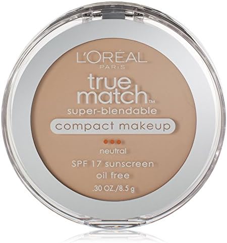 Loreal True Match Super Blendable Compact Makeup, Neutral Oil Free, N1 Soft Ivory + FREE Makeup Blender Sponge