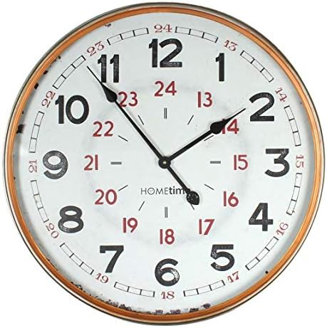 Large 60cm Bronze Finished Cased Shabby Chic Aged Look Bold Classic 24 hour Dial Quartz Wall Clock